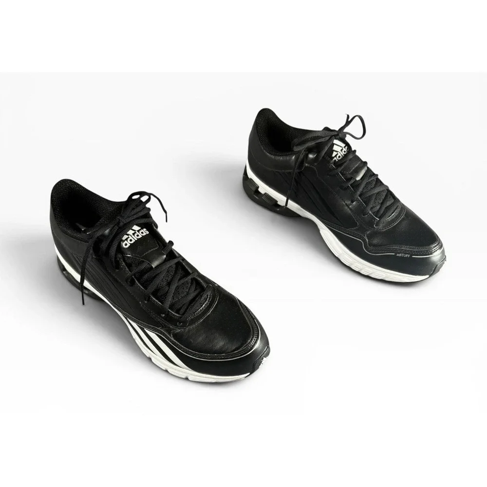 Adidas Mens 11 adiTUFF Athletic Shoes Black White Leather Sneakers G48014